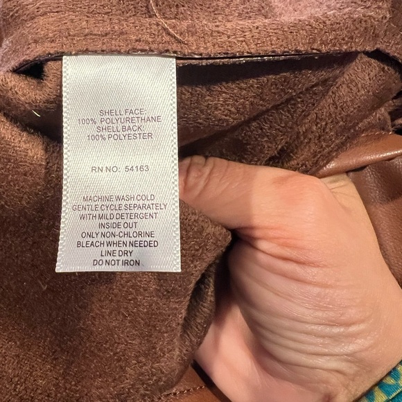 Marc New York Size XL Faux Leather Blouse Ruffle V-Neck Long Puff Sleeves - Picture 5 of 7